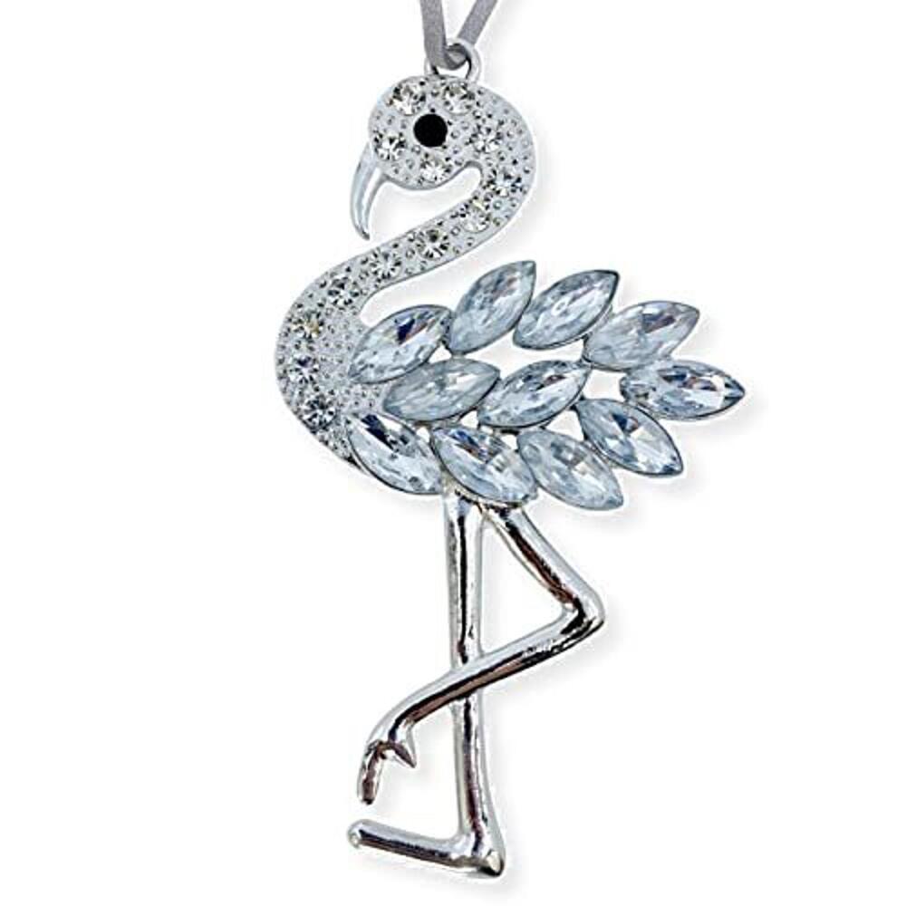 Crystal Flamingo Ornament for Christmas Tree or Hanging Décor, 4 x 2